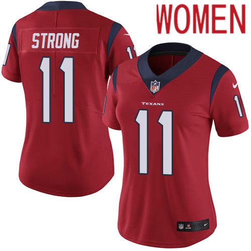 Women Houston Texans #11 Jaelen Strong Red Nike Vapor Limited NFL Jersey->women nfl jersey->Women Jersey